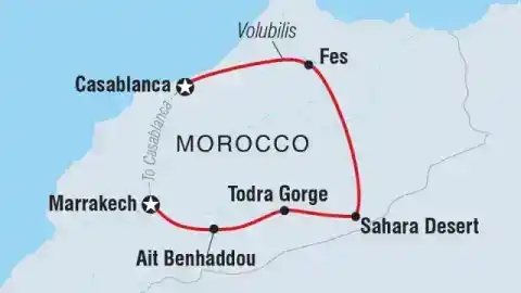 Carte de l’itinéraire Classic Morocco — TourHub