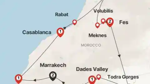 Carte de l’itinéraire Moroccan Dream — TourHub