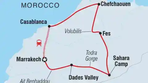 Carte de l’itinéraire Morocco Highlights — TourHub